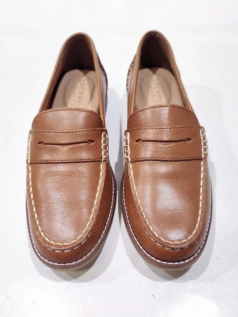 Sperry Seaport Penny Loafers Women’s Size 8 Brown Tan Leather STS81928 Classic